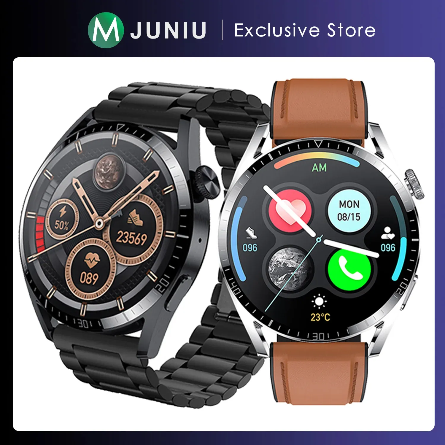 Regardez Smart Watch Men 1.41 pouces HD Écran Bluetooth appelle le chargeur sans fil Smartwatch NFC Care Cate Ressage Horying Pressure pour Huawei