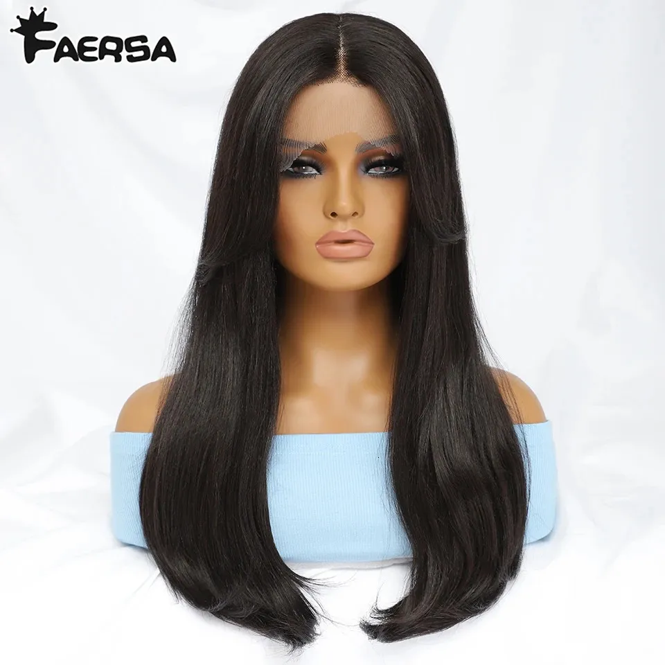 Frente de renda sintética S Long Longe Loiro Laro Ombre Natural Orange Cosplay sem glue com cabelos para bebês para mulheres negras 240327