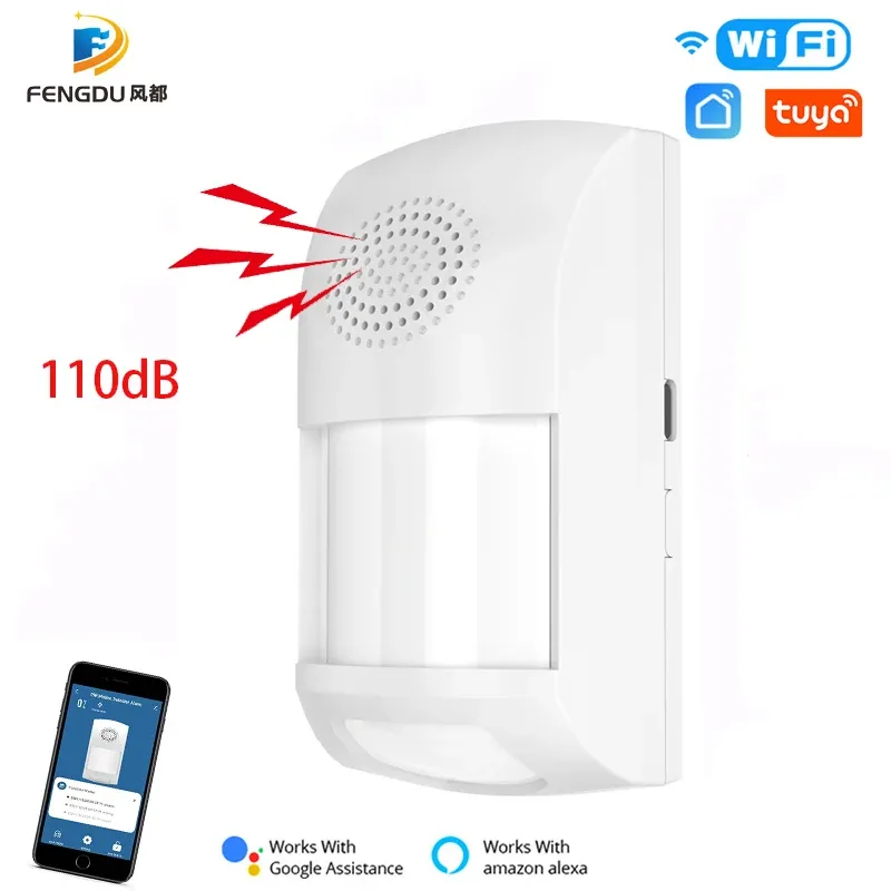 Detektor Tuya Wi -Fi Home Awwar Alarm czujnik PIR Detektor ruchu w podczerwieni 110DB Smart Life App Security Protection Pilot Control