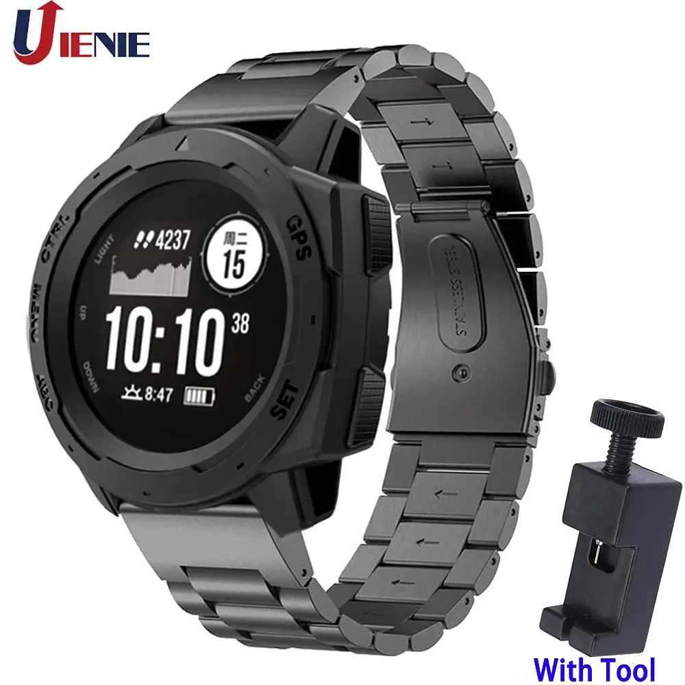 Accesorios Banda de acero inoxidable para Garmin Instinct Strap Bracelet Watch Banda de vigilancia de reemplazo de metal de 22 mm para Forerunner 935 945 Correa