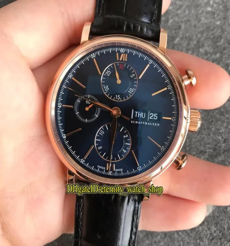 V2 Upgrade Version ZF 391035 Blue Dial Cal79320 A7750 Chronograph Automatic Mens Watch 18K Rose Gold Case Leather Stopwatch Sport3540665