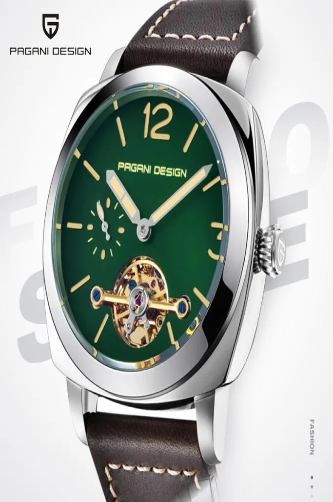 Pagani design varumärke mode mekaniska gröna män armbandsur topp lyx automatiska klockor för män tourbillon relogio masculino5678837