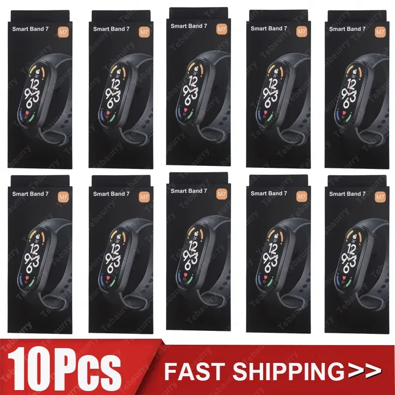 Браслеты 10pcs M7 Smart Band Men Sport Watch Health Health Countness Fitness Tracker Siefome Bristant браслет для iOS Xiaomi Android