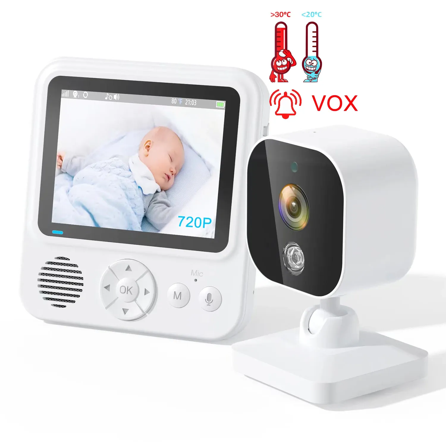 モニター720p 2.8 "Wireles Baby Monitor Babyphone SecurityビデオカメラBebe Nanny Vox HD Night Vision Ptz Lullabies温度湿度