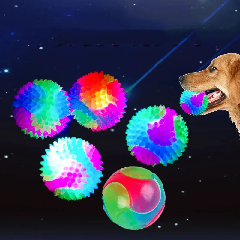 Gloeiende balhonden speelgoed LED -ballen knipperende elastische molair huisdier kleurlicht interactief speelgoed voor puppykatten 240328