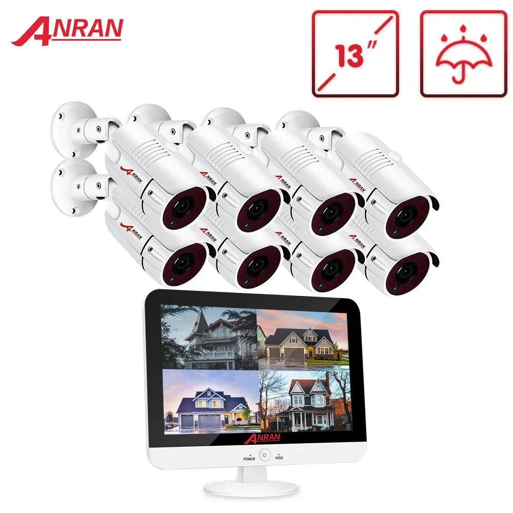 System Anran 13 Inch 8ch DVR Video Surveillance System AHD Camera System Analog HD Security Camera Kit Outdoor 1080p IR Night Vision