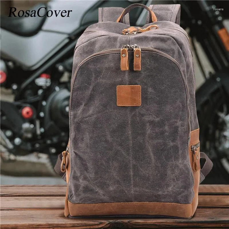 Backpack Vintage Leather Canvas Men feminina à prova d'água de 15 polegadas Laptop Notebook Outdoor Travel Macks Mochilas Mochilas Mochilas