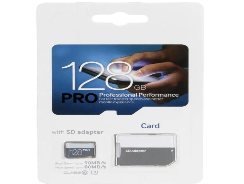 2019 Selling Blue Pro Class 10 256 GB 64 GB 32 GB 128 GB Flash TF -kaart Memory Card C10 Adapter Pro plus klasse 10 100MBS6469439