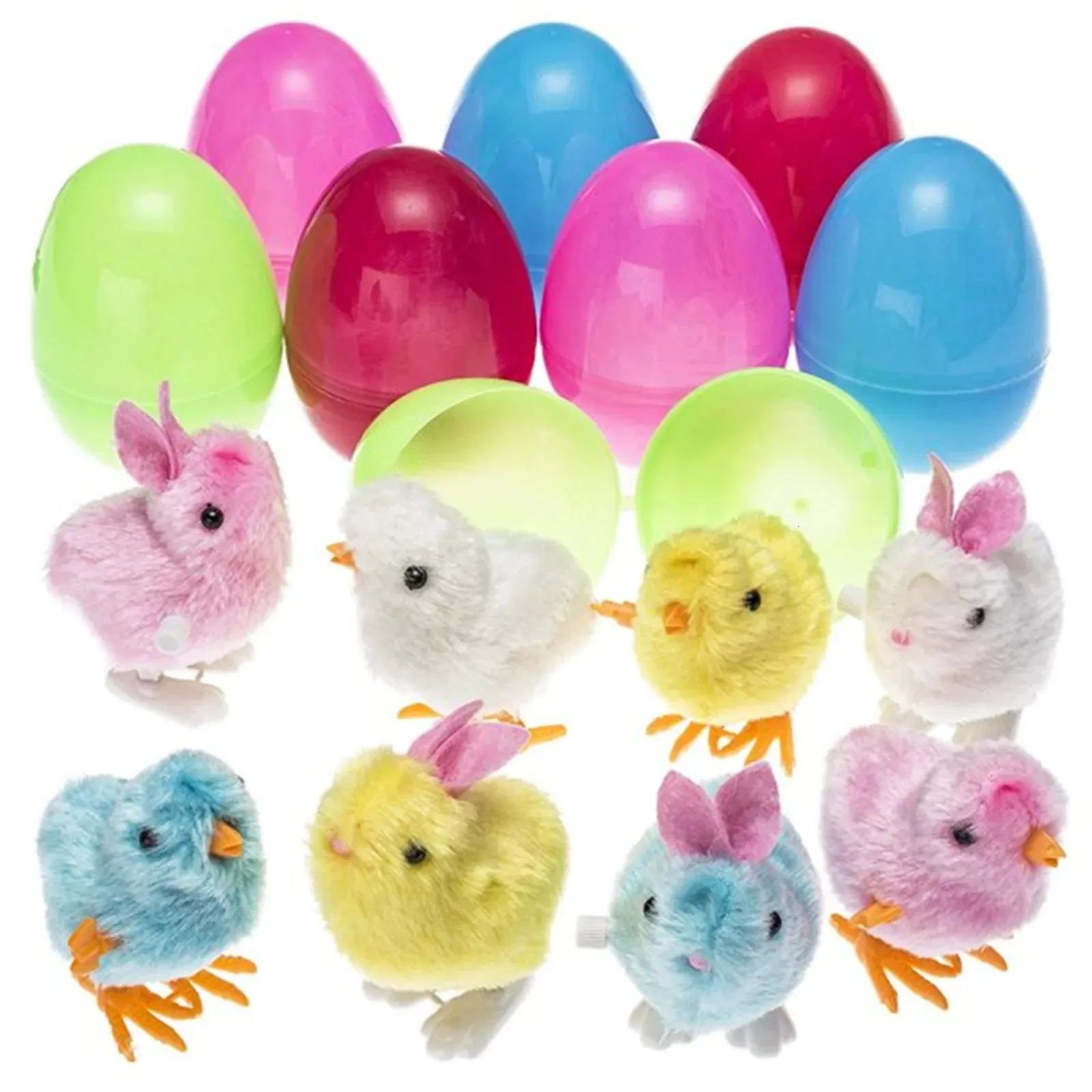 8pcs Pâques Chaîne de lapin Ventillez-vous ou ouverture surprise Oeuf Plastique Cartridge Gift Toy Decoration de Pâques 240322