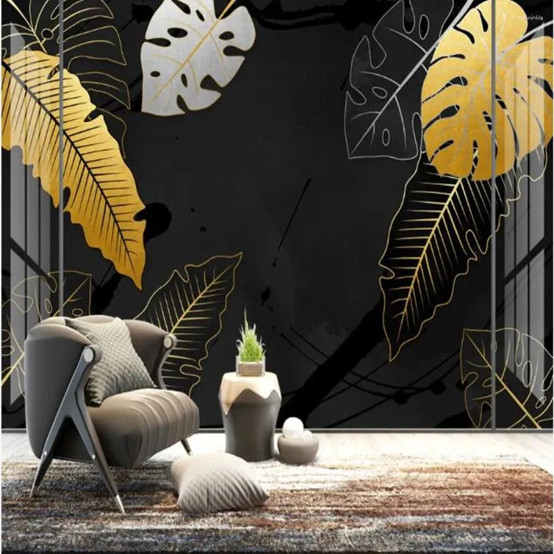 Wallpapers Milofi Custom 3D Hand Drawn Tropical Plant Leaves Large TV Bedroom Background Wallpaper Mural