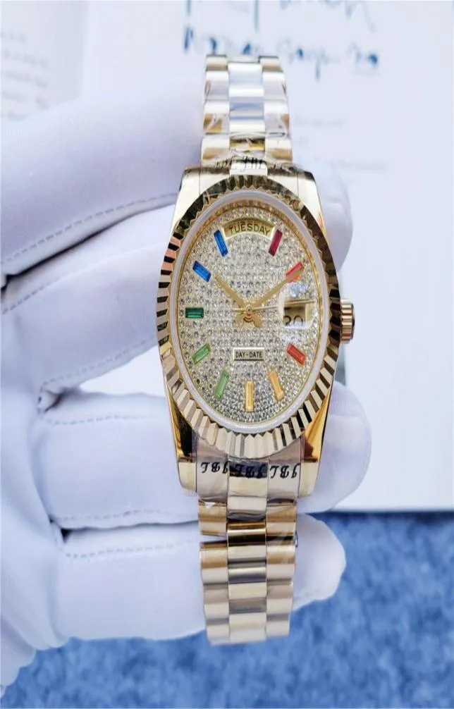 Les femmes automatiques de luxe regardent le jour de jour de la day watch diamant diamant saphir étanche poignet de poignet relogio masculino7704836