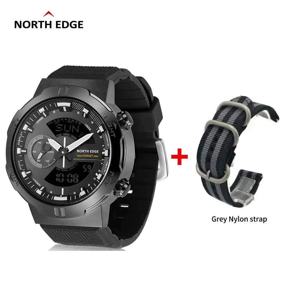 Regardez 2022 North Edge Hornet Men's Digital Smart Watch Running Sports Military Army Imperproof 50m Time Time Illuminator Wristwatch