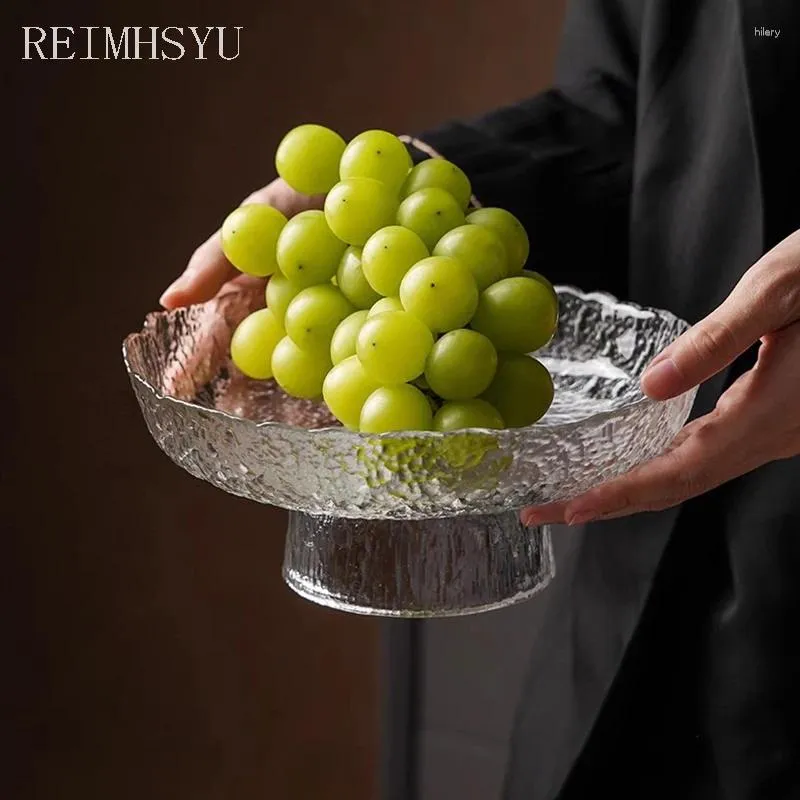 Plates 1PC RELMHSYU Glasses Fruit Tray Home Dessert Living Room Cake Stand Dinner Plate Dishes Tableware