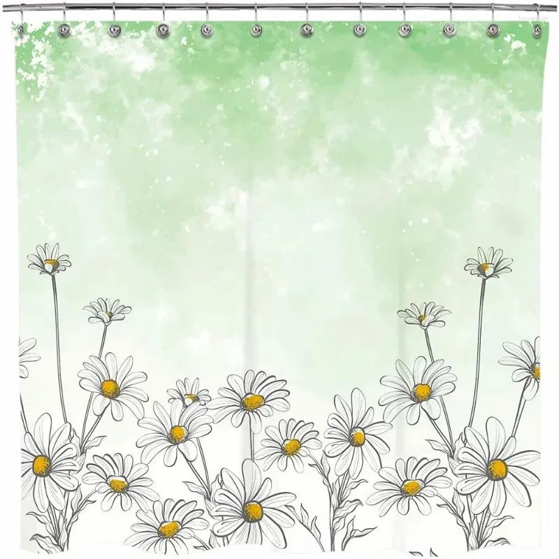 Shower Curtains Abstract Plant Curtain Sunshine Design Beautiful Daisy Pattern With Hooks Waterproof Fabric Bathroom Decor