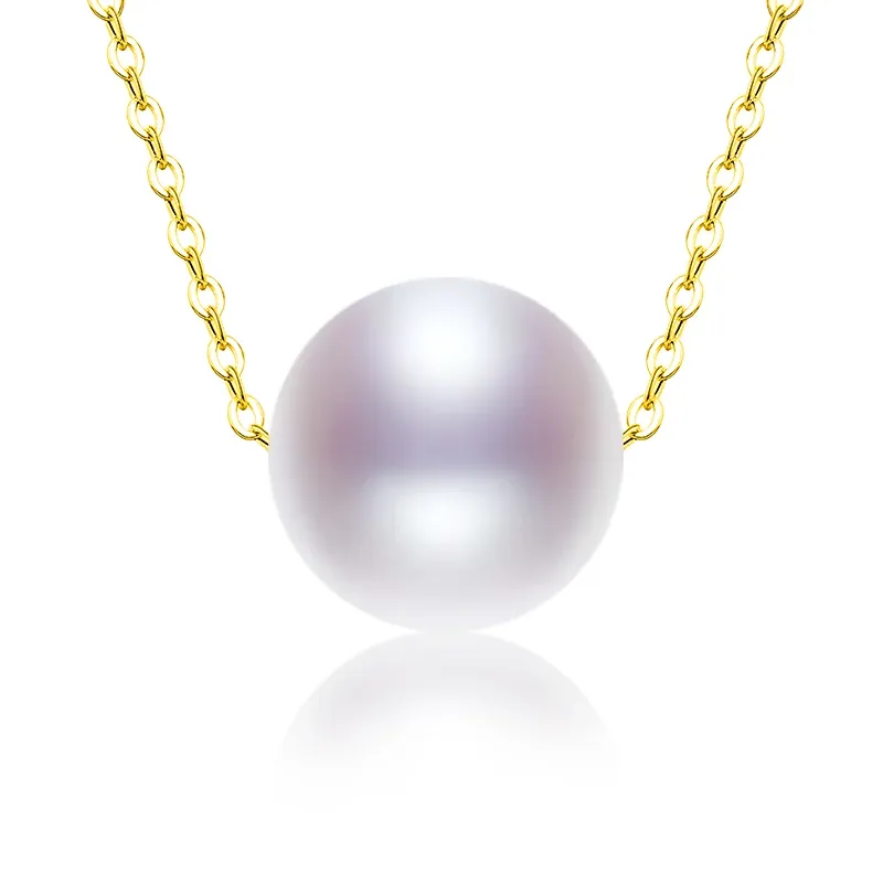 Collane Nymph 18k oro collana a ciondolo rotondo arrotonda naturale perla d'acqua dolce au750 bianca 810mm da donna regalo di gioielli