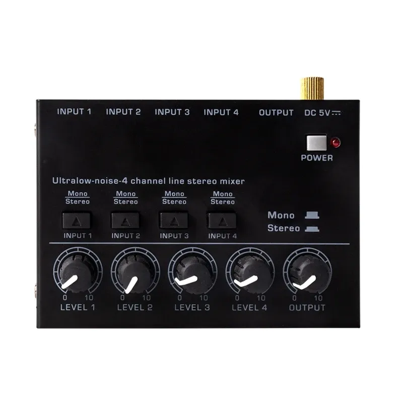 Accessori Mixer Mini Low Noise Sound Mixer Ultra Compact Professional Sound Mixer 4 canali Mixer Stereo Output RCA