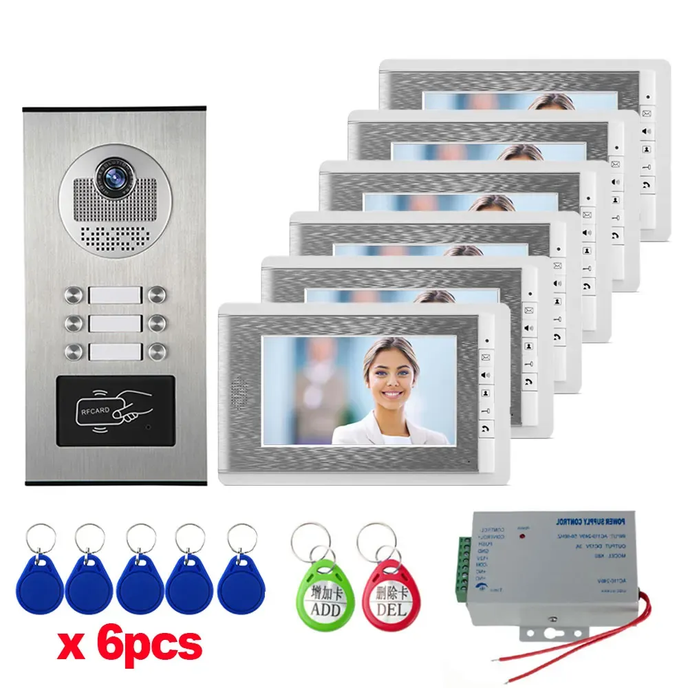 Intercomunicultura 7 polegada HD Color Video Door Phone Doorbell Sistema de intercom