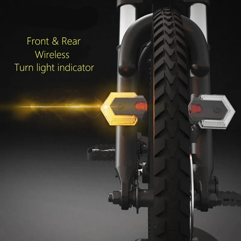 ライトバイクターンシグナルフロントリアライトワイヤレスリモートコントロール自転車のテールライト付き