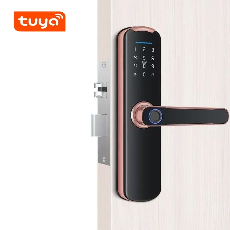 Lock Smart Tuya APP WiFi Phone Remote Control Fingerprint Lock Electric Password Code Number IC Card Door Lock With Key