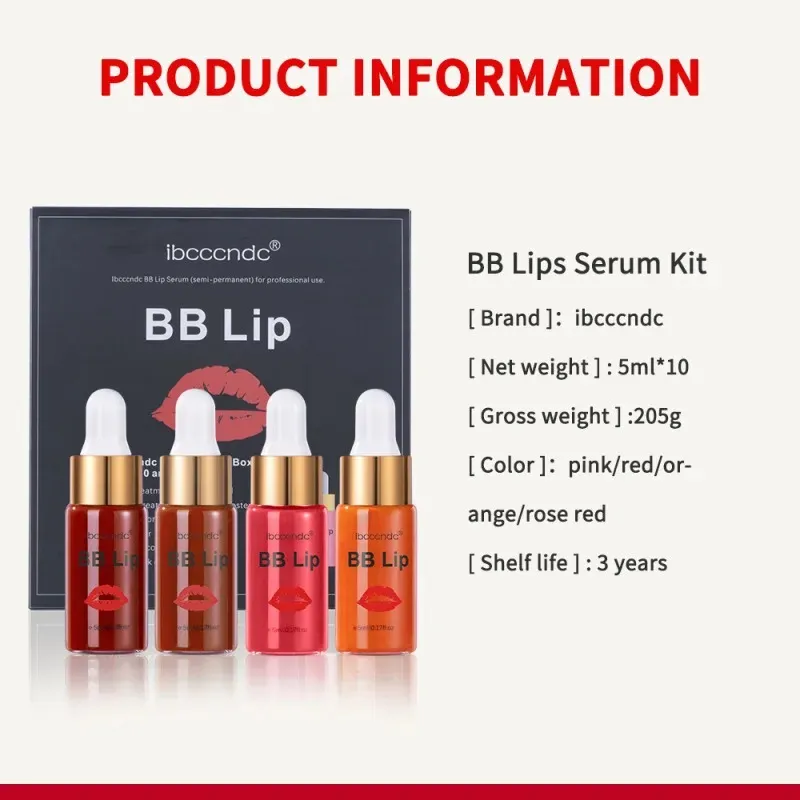 Microneedle Lip Gloss Set BB Lips Serum Organic Pigments Supports Color Development Moisturizing and Regeneration