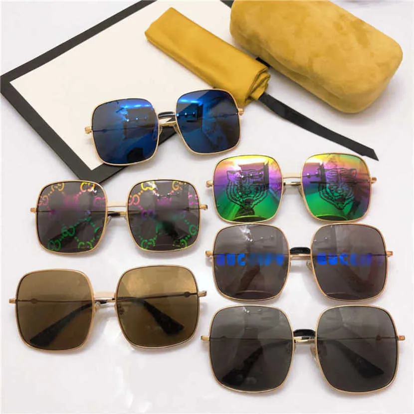 2024 Designer de luxo Óculos de sol Novo designer de luxo G Família Big Square Li Yuchun líquido Espelho Vermelho Face Letter Sunglasses GG0414S
