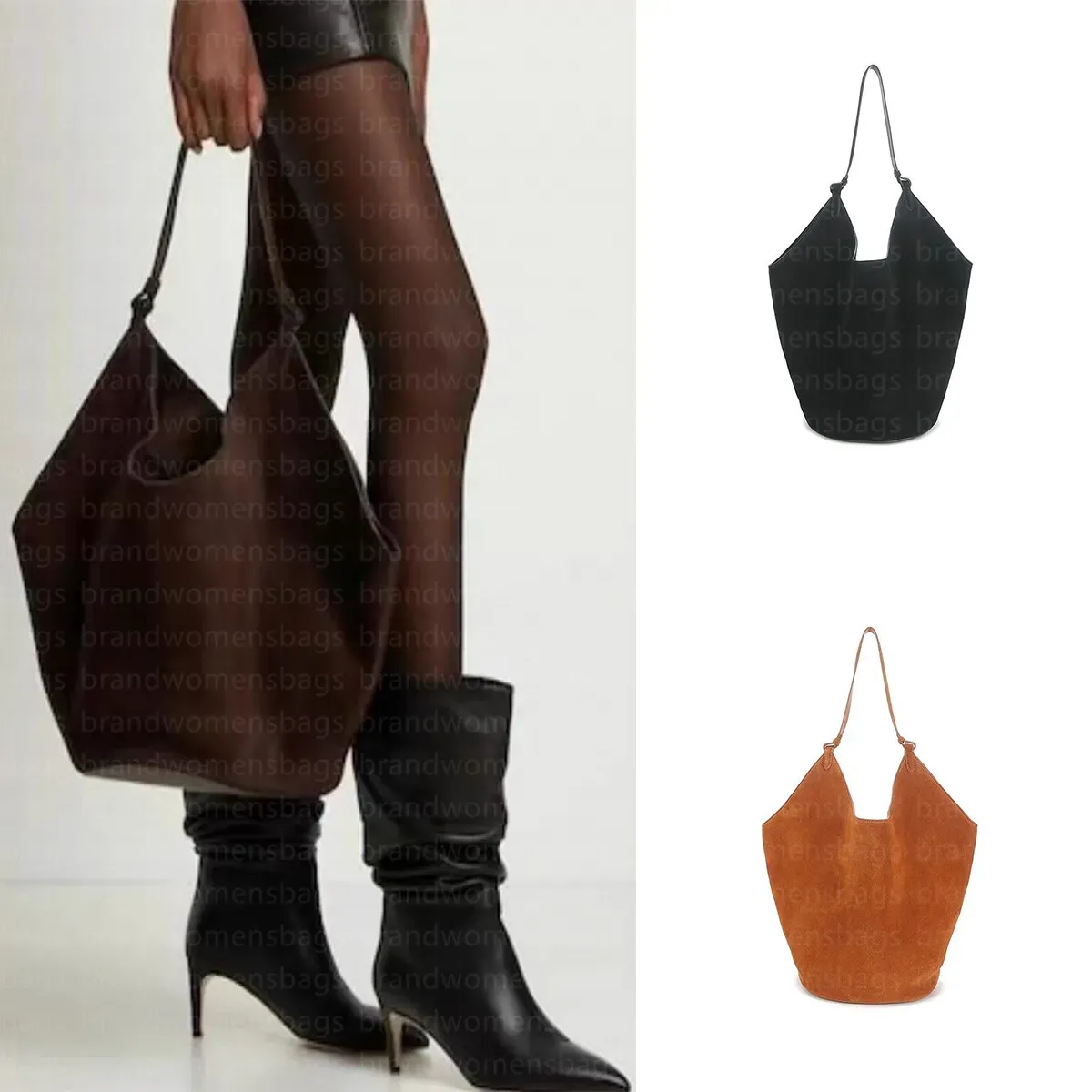カイトバッグデザイナーバッグの女性スエードトート大型マキシハンドバッグは豪華なクロスボディショッピングビーチコインコイン財布の肩の肩の本物の革のバッグを取り付けます