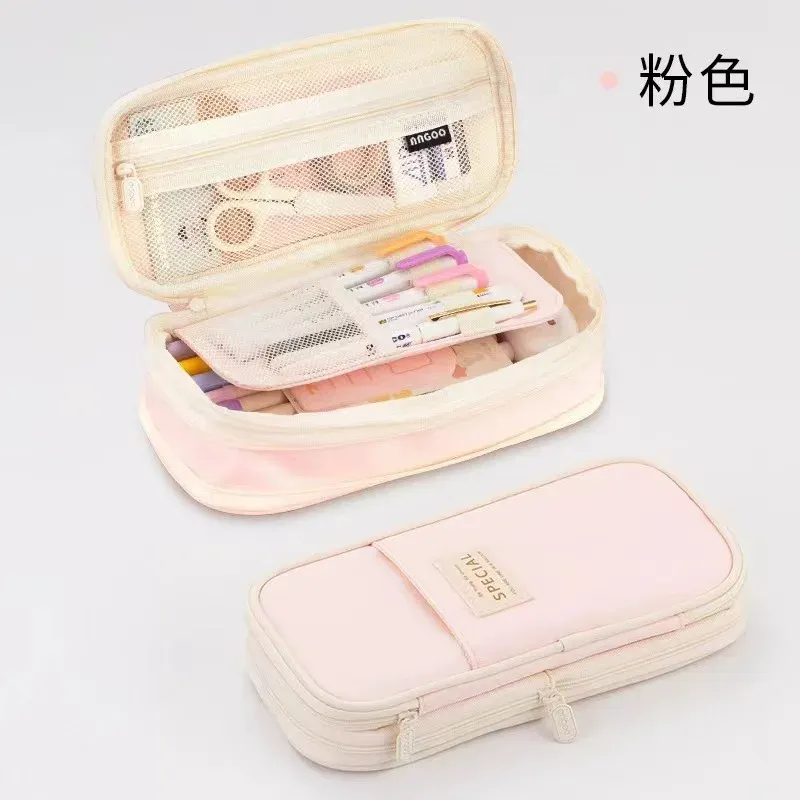 Bags Japanese Korean Style Macaroon Color Matching Transformed Into A Largecapacity Multifunctional Canvas Pencil Case Pencil Case