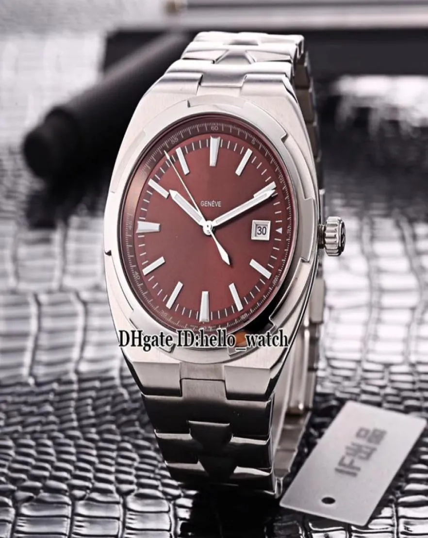 42mm Overseas Date 4500V110AB146 Japan Miyota Automatic Mens Watch Brown Dial Silver Case SS Steel Band Sports Watches Sapphire 5138774