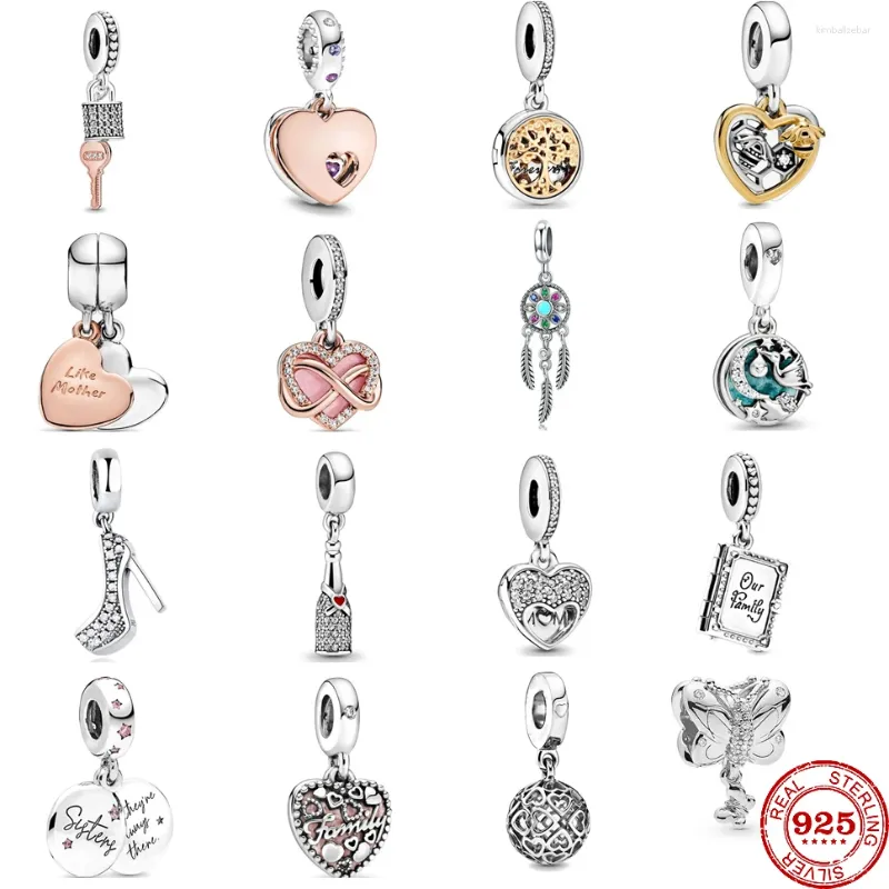 Loose Gemstones 925 Sterling Silver Sparkling Wine Bottle Two Hearts Charms For Jewelry Making Pandoras Fit Original Charm Bracelets