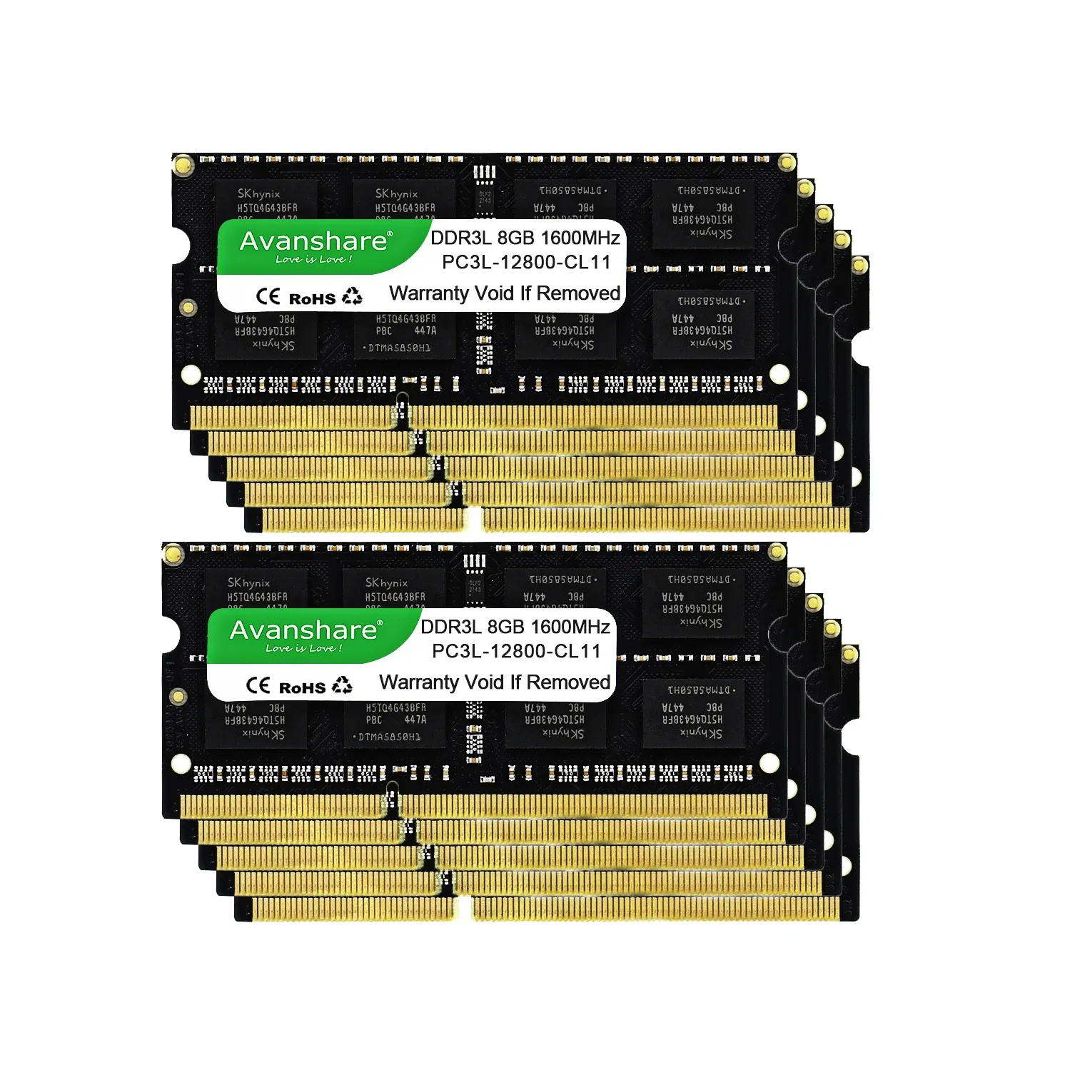 RAMS Avanshare 100pcs Lot DDR3 4GB 8GB RAM 1333MHz Dizüstü Bilgisayar İçin DIMM DIMM 204 PINS 1.35V 1.5V Non ECC