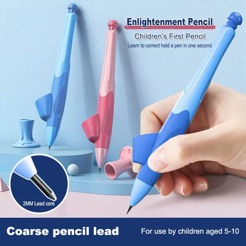 Pencils Children Mechanical Pencil 2.0mm HB Silicone Pen Grips for Kids Writing Correction Posture Pen with Pen box Eraser Lead Set Gift