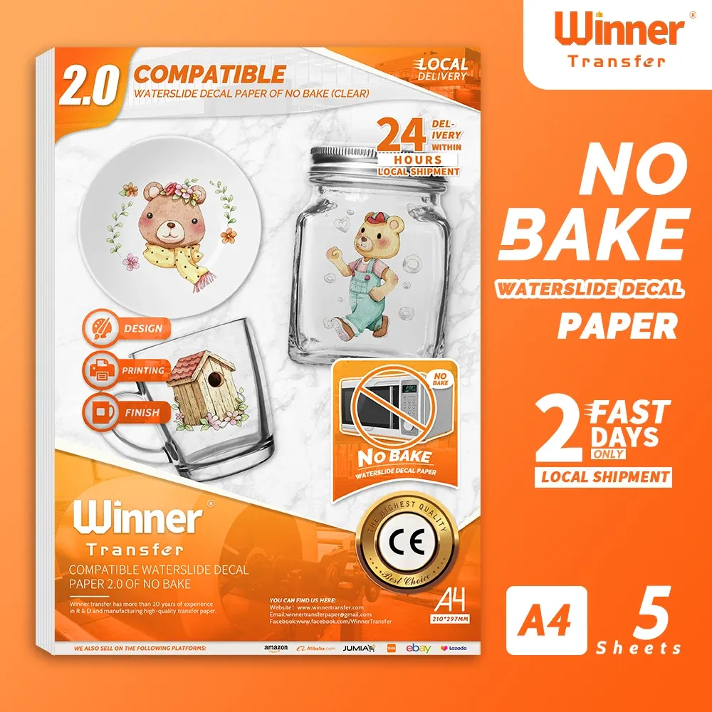 Paper WinnerTransfer nobake light水上スライドトランス転送用紙laserinkjetプリンター印刷可能なウォーターステッカーデカール用ガラスろうそく