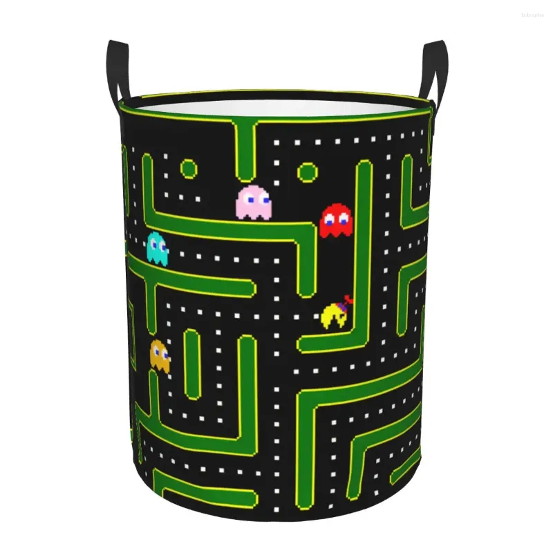 Laundry Bags Pac-Mans Puckman Hamper Large Clothes Storage Basket Classic Retro Japan Game Pacman Toys Bin Organizer For Kids