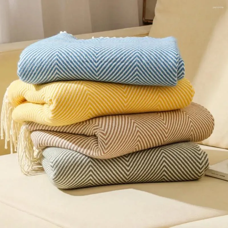 Dekens professioneel gebreide gestreepte dekend handdoek quilt bank bedek bed zomervoorziening lucht dutje reizen cool conditioner