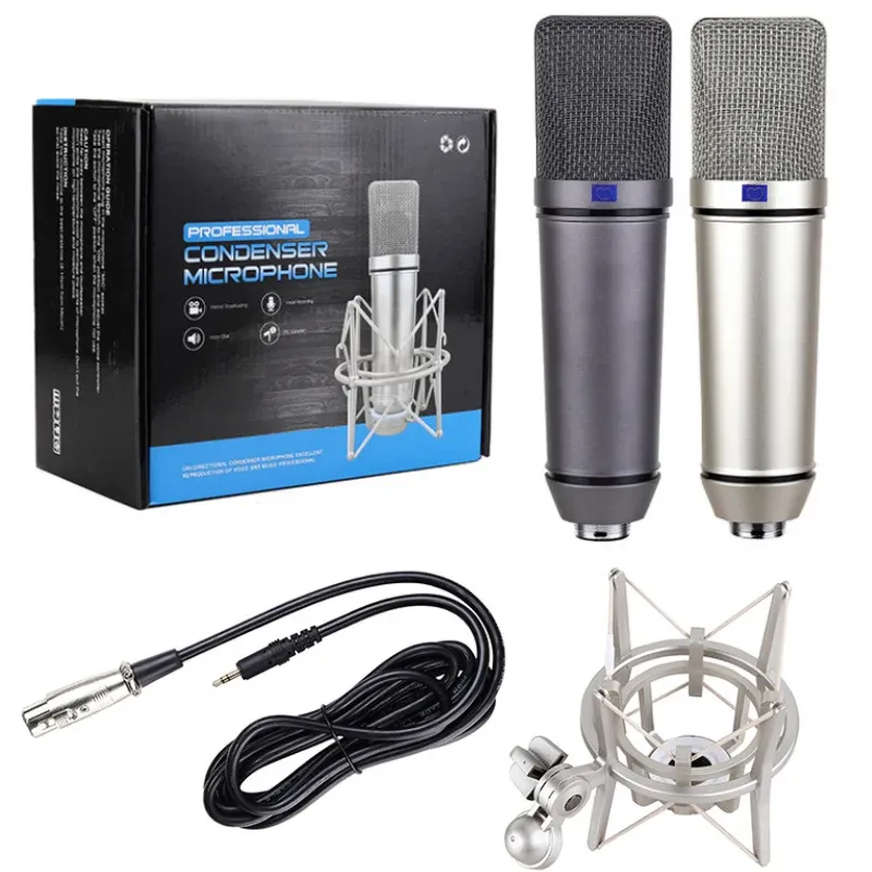 Microphones Metal Shell Condenser Microphone U87 Studio Mic and Shock Mount for Computer Gaming Recording Singing Podcast Sound Card YouTube