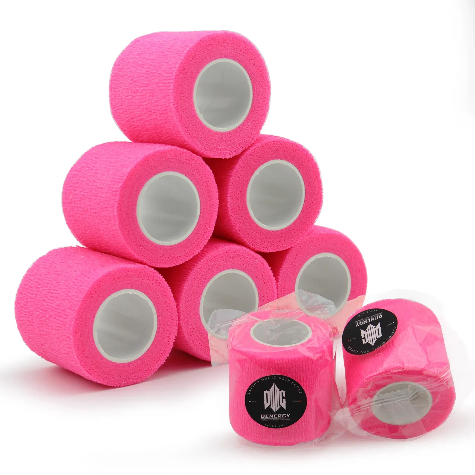 Machine Tattoo Grip Cover Wrap Bright Pink 6PCS / 12pcs / 24pcsdenergy PMU PEN GRIP TAP COUVERT