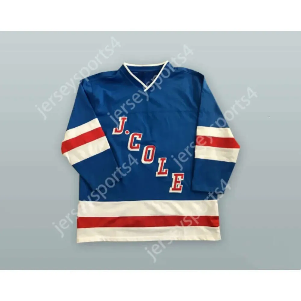 Gdsir Custom J. COLE 14 FOREST HILLS DRIVE BLUE HOCKEY JERSEY NEW Top Ed S-M-L-XL-XXL-3XL-4XL-5XL-6XL