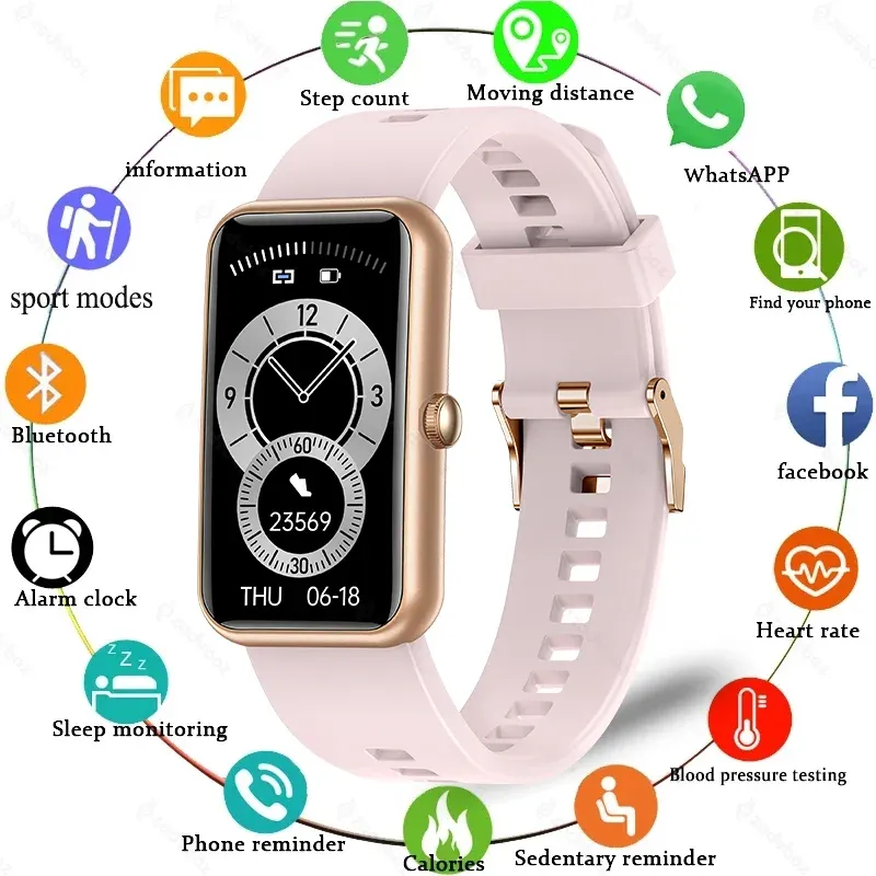 Braccialetti rollstimi woman sport smart orologio per huawei telefono bracciale smart esercizi di pressione sanguigna frequenza cardiaca ip68 donne impermeabili