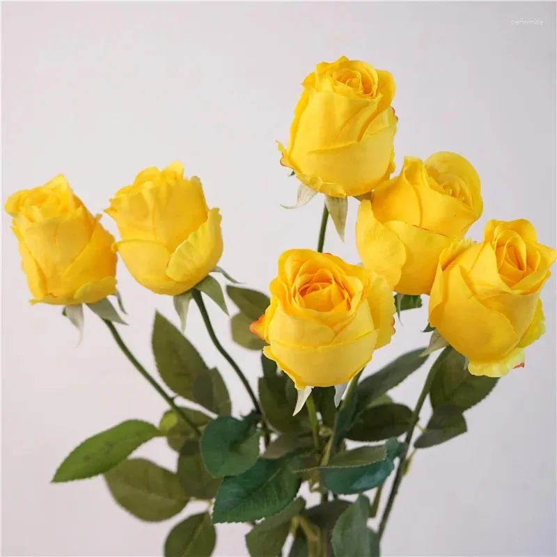 Decorative Flowers Artificial Rose Branch Latex Fake Flower Bouquet Moisturizing True Roses Simulation Home Wedding Party Decoration