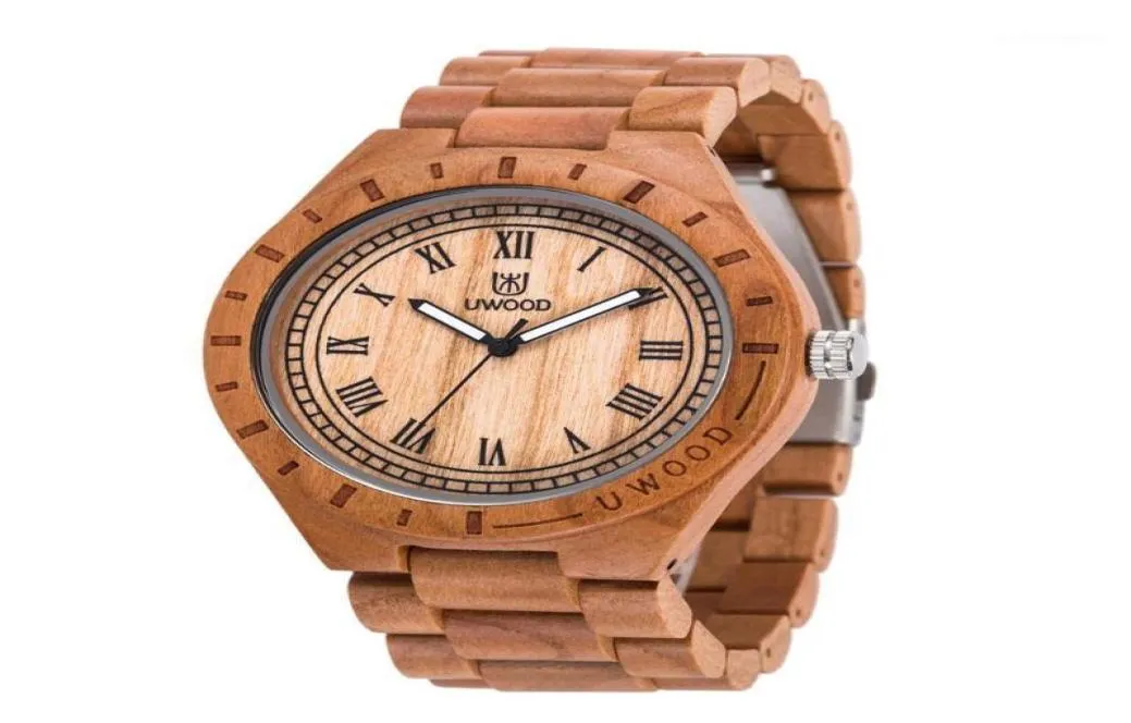 Wristwatches Top Men039s Japan Quartz Real Cherry Wood Watches1781426