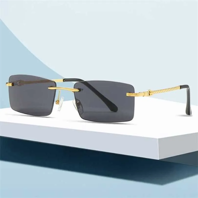 2024 Fashion Off Luxury Designer Nya herr- och kvinnors solglasögon från Twist Leg Frameless Square Fashion Personliga optiska glasögon