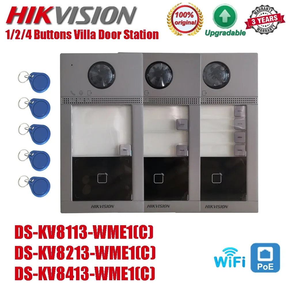 DOORBELLS HIKVISION 2MP HD DSKV8113WME1 DSKV8213WME1 DSKV8413WME1 POE 1/2/4ボタンビデオインターコムドアステーション電話ドアベル