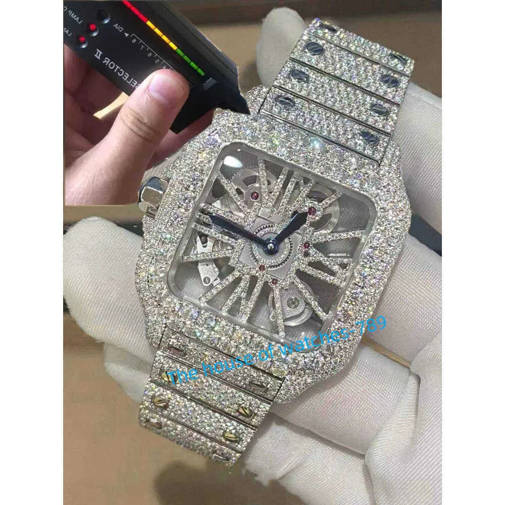 JKBJ WRISTWATCH LUXURY Digner Skeleton personalizado Sier Moissanite Diamond Watch Mudging de cuarzo Top Mens Frozen Sapphire