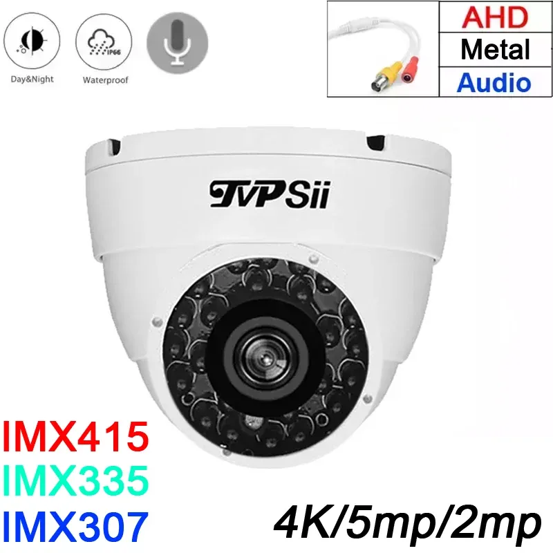 Kameralar 24pcs Kızılötesi LED'ler 4K 8MP IMX415,5MP Su geçirmez Beyaz Metal Ses CMOS Dome Yarımküre Gözetim Güvenliği AHD CCTV Kamera