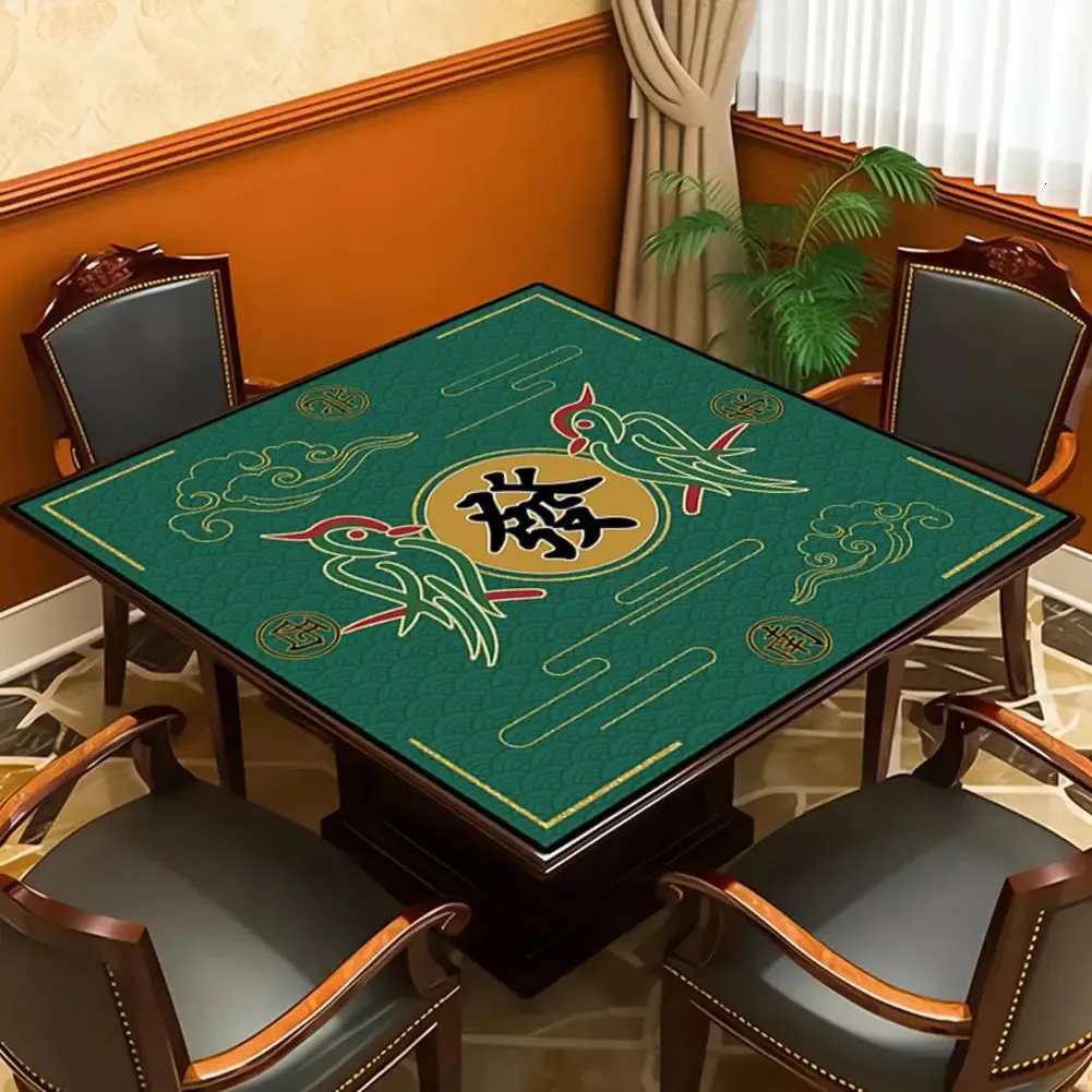 Tapis De Mahjong Antidérapant 78 Cm – Silencieux, Doux, Protège La Table, Vert, Idéal Pour Jeux De Société
