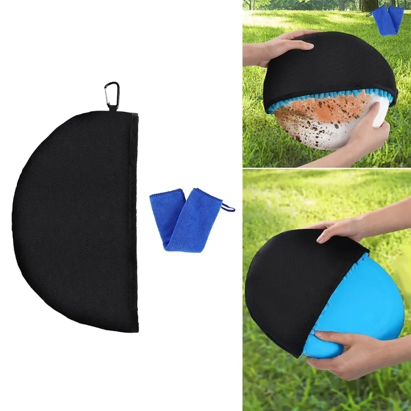 Discs Waterproof Disc Golf Bag Disc Cleaning Tools Flying Disc Cleaning Tool Golf Cleaning Towel Cover with Metal Clip