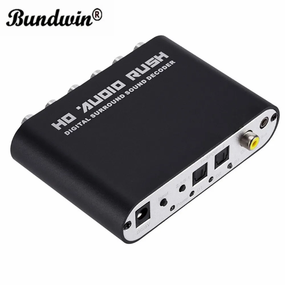 Конвертер Bundwin 5.1CH Audio Decoder HD Audio Rush Spdif Coaxial в RCA DTS AC3 Оптический цифровой усилитель Аналоговый конверт -усилитель