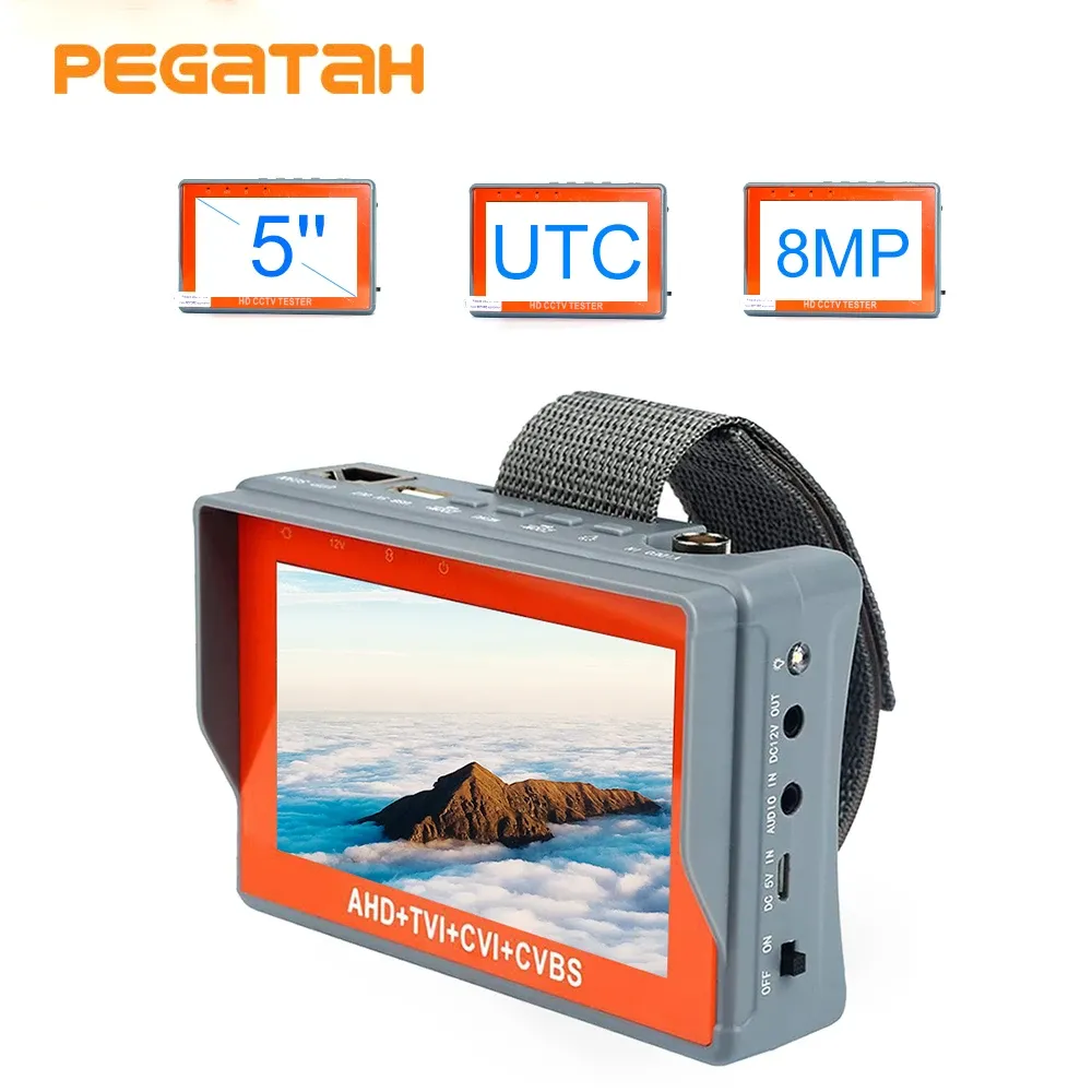 Affichage de 5 pouces Testeur CCTV 8MP 5MP 4MP 1080P CVBS analogique AHD TVI CVI CCTV Testeur de caméra monteur de sécurité Camerat Tester