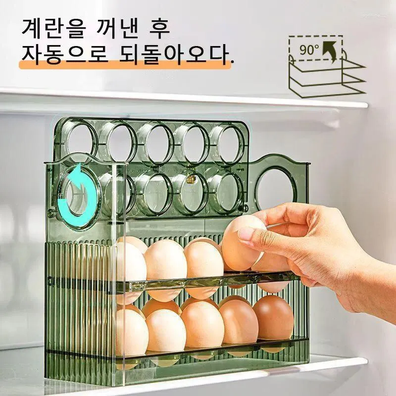 Storage Bottles F2 Portable Multi-Layer Egg Tray Kitchen Large Capacity Fridge BoxOrganizer Convenient Opening/Closing Holder