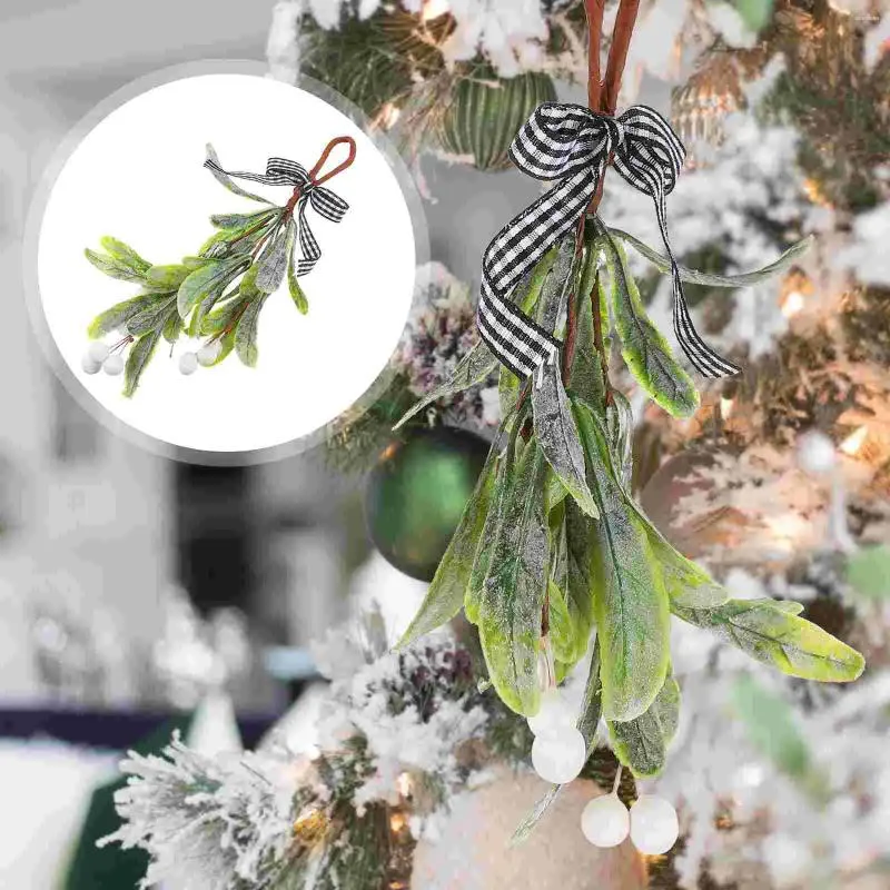 装飾的な花シミュレーションヤドリギの枝は、白いベリーとクリスマス吊り下げで人工ピック